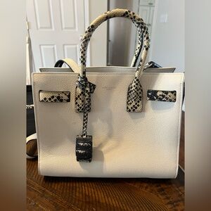 Saint Laurent Elegant Cream and Black Handbag